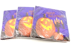 NEW Hallmark “Happy Halloween” Spooky Pumpkin Party 48 Napkins ~ Set of 3 - Picture 1 of 3