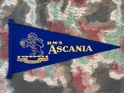 RARE GENUINE WW2 BRITISH ROYAL NAVY PENNANT FLAG HMS ASCANIA - Image 1 of 4