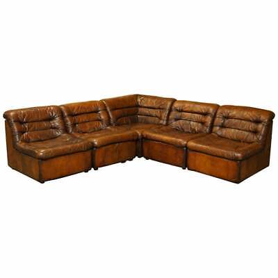 1960's Restored De Sede Modular Ds Br Brown Leather Corner Sofa Armchair Suite • 16,746.72$