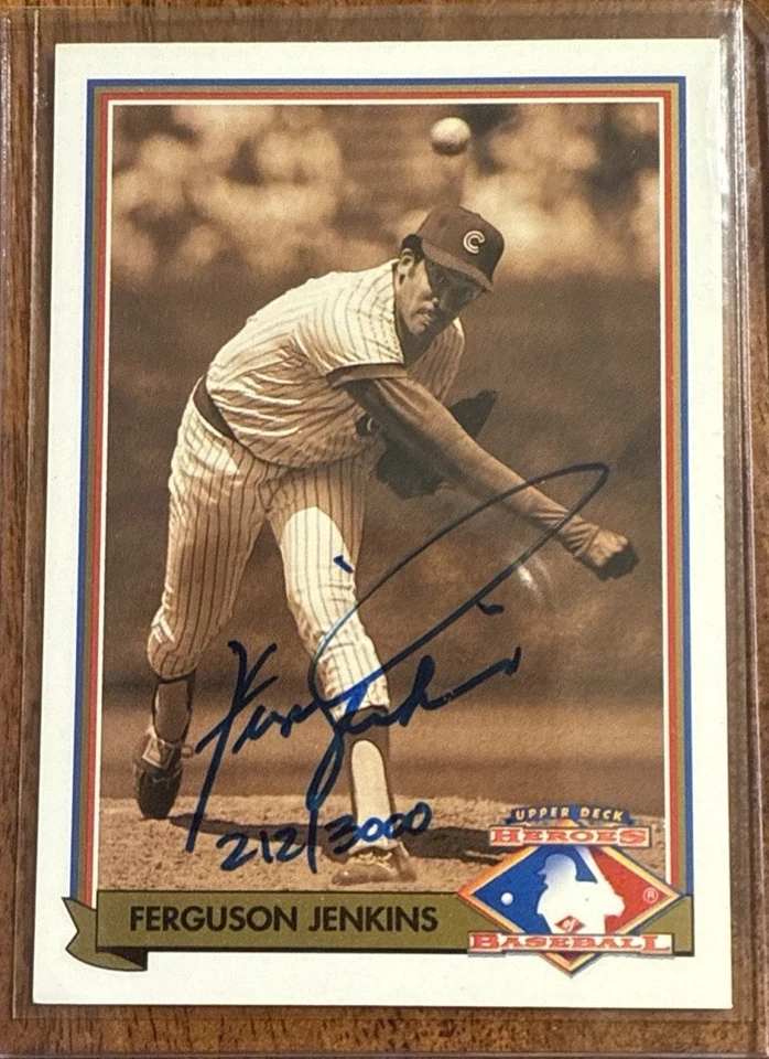 1991 Upper Deck FERGIE FERGUSON JENKINS Heroes Of Baseball Autograph /3000 Auto - Image 1 of 2