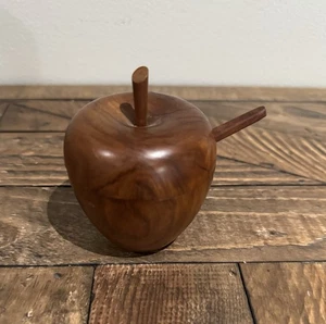 Wooden Apple Sugar Bowl with Lid and Spoon. - Picture 1 of 5