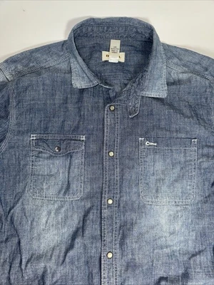 Camisa Snap Diesel Chambray Azul Denim Look Tamanho XL - Imagem 1 de 4