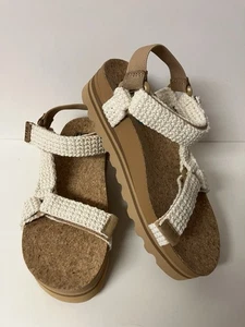 Reef Cushion Rem Hi Platform Sandal Ivory Crochet Vintage Braid Women’s 6 NEW - Picture 1 of 11