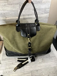 Brouk Co Large Weekender Travel Duffle Overnight Bag Wax Canvas Khaki Green - Picture 1 of 13