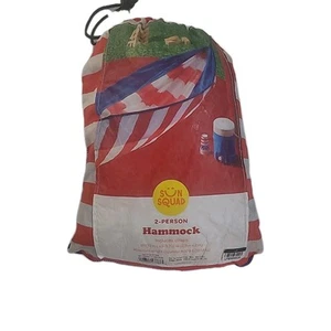 NEW NIP Sun Squad 2 Person Hammock with Two Heavy-Duty Straps Red White Blue - Picture 1 of 1