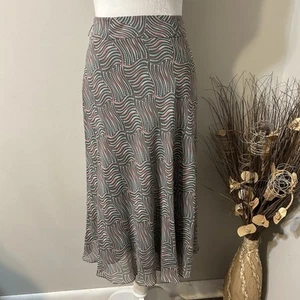NUEVO CON ETIQUETAS AK Anne Klein 100% Seda Multicolor Patrón Hemisferio Línea A Falda Forrada 10 - Imagen 1 de 6