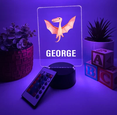 UV Printed Pterosaurs Light Up Personalized FREE Dinosaur LED Lamp Kid Friendly - Image 1 of 4