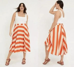 Anthropologie Mare Mare Women’s Plus Size 2X Ilsa striped midi skirt Orange - Picture 1 of 7