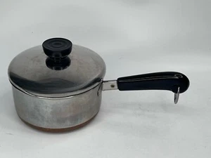1801 Revere Ware 1 QT Sauce Pan/Pot Copper Clad Bottom Lid USA 89M - Picture 1 of 8