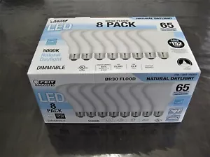 8 pack Natural Day Light Feit LED BR30 Flood Dimmable Light Bulb 650L 65W 9.5W - Picture 1 of 2