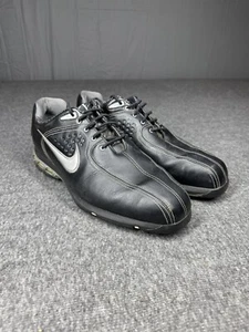 Nike Mens Golf Shoes 11.5 Black Leather Air Zoom Elite Athletic Cleats - Picture 1 of 8