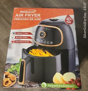 Air Fryer Black Brentwood 2 Quart / 2 Liters 1200 Watts Drip Pan & Trivet *NEW* - Picture 1 of 9