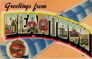 Beantown Boston Mass. Massachusetts Big Letter Greeting 1945 Postcard - Picture 1 of 2