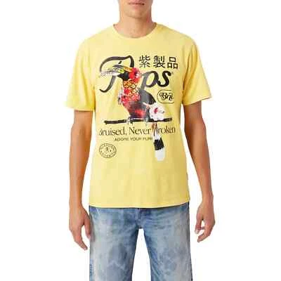 PRPS Coral Tropical Toucan Men's Graphic Tee T-Shirt Yellow Authentic NEW L - Image 1 of 2