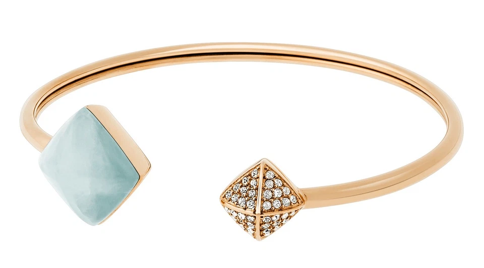 Michael Kors Green Amazonite Pave Pyramid Open Cuff Bracelet Mkj522710