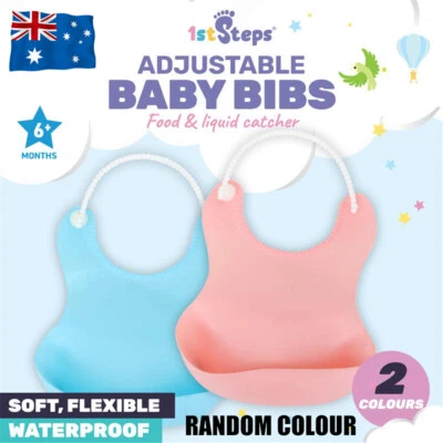 Baby Feeding Bib Apron Smock Silicone Waterproof Easy Clean Toddler Kid Pouch AU - image 1 of 4