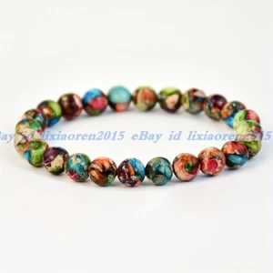 6/8/10mm Sea Sediment Jasper Stone Bracelet Healing Floral Gemstone Bracelet - Picture 1 of 3