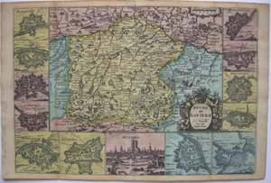 Herzogtum Bayern altkolor. Orig. Kupferstichkarte Ansicht München 1706 Feuille - Picture 1 of 4