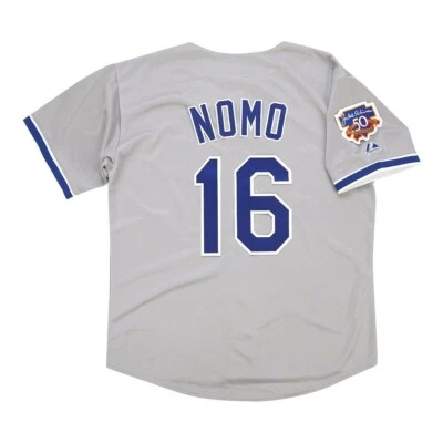 Hideo Nomo 1997 Los Angeles Dodgers Road Jersey w/ Jackie 50th Patch (S-3XL) - Image 1 of 4