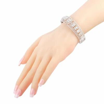 Exclusive 925 Silver Round & Baguette 7.27CT Simulated Sapphire Bangle Bracelet - Image 1 of 4