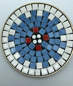VINTAGE Mosaic Pottery Tile Abstract MID CENTURY MODERN Small Dish Plate - Picture 1 of 3