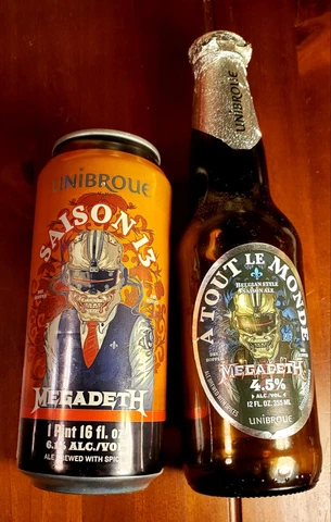 MEGADETH BEER EMPTY CAN 'SAISON 13' AND BOTTLE 'A TOUT LE MONDE'  VIC RATTLEHEAD Cover