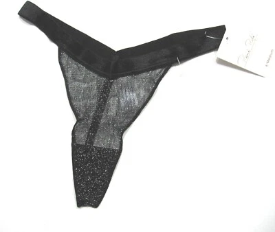 A0091 Rene Rofe Negro Forma de Corazón Cintura Plata Polvo Puño Transparente Tanga M Foto 1 de 4
