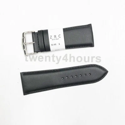 Correa de reloj de cuero de becerro genuino ZRC 30 MM en color negro con costuras a juego Foto 1 de 3