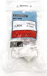 Everbilt 3/4 in. Barb x 1/2 in. Adaptador de codo de nailon 90 grados sin usar y en paquete 800299 - Imagen 1 de 3