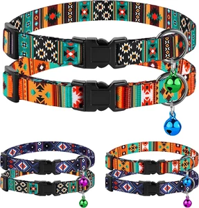 Cat Collar Breakaway 2PCS Adjustable Pattern Tribal Aztec Southwest Safety Pe... - Picture 1 of 13