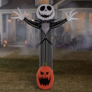 9Ft ANIMATED JACK SKELLINGTON Airblown Yard Inflatable Lights Motion Disney - Picture 1 of 4