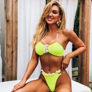 Sexy conjunto de bikini de encaje liso dividido traje de baño bikinis de verano para mujer - Imagen 1 de 7