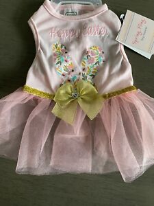 SIMPLY WAG  Pink "HAPPY EASTER"  PARTY DRESS Puppy/Dog SMALL NWT