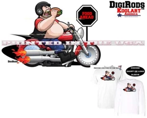 Digirods Fat Boy American Motorcycle Cruiser Biker Hot Rod Car Cartoon T Shirt - Picture 1 of 6