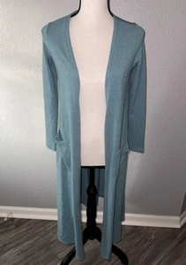 Lularoe Blue Duster Maxi Cardigan Front Pockets Size XS - Picture 1 of 4