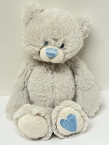Demdaco Teddy Bear Plush Stuffed Animal w/ Blue Nose & Heart on Foot 9” EUC - Picture 1 of 5