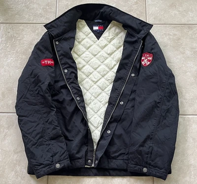 Vintage TOMMY JEANS HILFIGER DENIM TH 1985 Logo Black Winter Jacket/Coat Men's L - Image 1 of 4