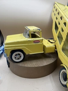 Vintage 1960's Tonka Car Carrier 840 Yellow Truck Pressed Steel Toy - Picture 1 of 15