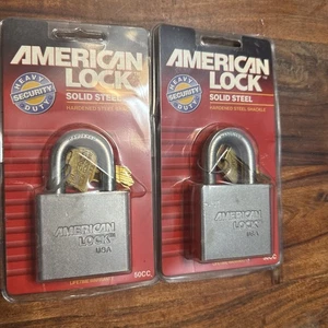 2pk American Lock A50 Padlock, Keyed , Standard Shackle, Rectangular Steel - Picture 1 of 4