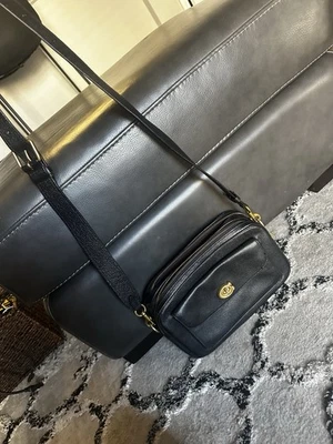 Coach Willow Camera Bag Crossbody Purse in Brass & Black Leather - Image 1 of 4