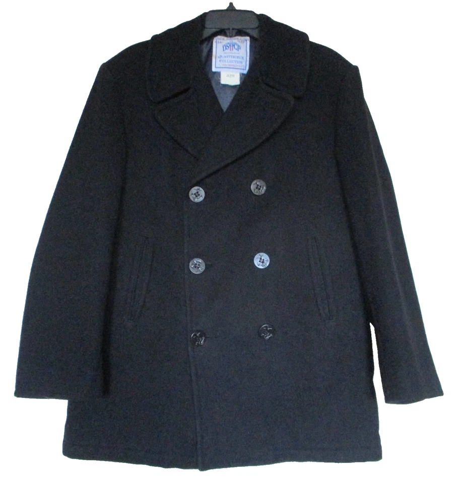 VTG DSCP Quarterdeck Mens 42R Black Authentic Navy Peacoat Anchor Buttons EUC - Image 1 of 4
