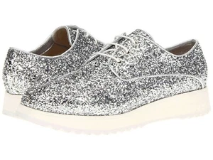 80% OFF NEW Womens CoSTUME NATIONAL 6S5A2980739 Silver Glitter Oxfords $580 - Picture 1 of 7