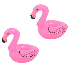 2Pack Pink Flamingo Inflatable Drink Holder Swimming Pool Bath Kid/Girl Toy C