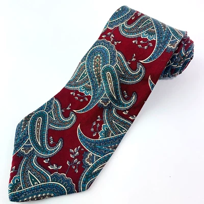 Corbata Bergere para hombre azul borgoña cachemira 100 % seda Foto 1 de 4