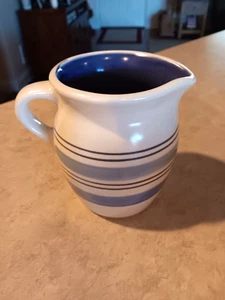 Pfaltzgraff 16 oz Creamer Pitcher Blue and White Stoneware Rio Pattern - Picture 1 of 5