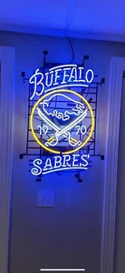 Buffalo Sabres Man Cave 24"x24" Neon Light Sign Lamp Beer Bar Wall Decor - Picture 1 of 14