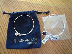 2 Expandable Alex and Ani Charm Bangle Bracelets Irish Ireland Claddagh Red Gem