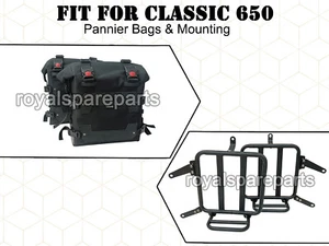 For Royal Enfield CLASSIC 650 Canvas Pannier Bags With Mounting D17 - Picture 1 of 8