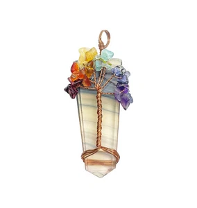 Colgante de alambre de cobre de fluorita árbol de la vida chakra cristal de curación meditación regalo - Imagen 1 de 2