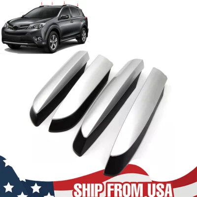 4PCS For Toyota for RAV4 13-2018 Roof Rack Rail End Protective Cover Trim Silver - Image 1 of 4